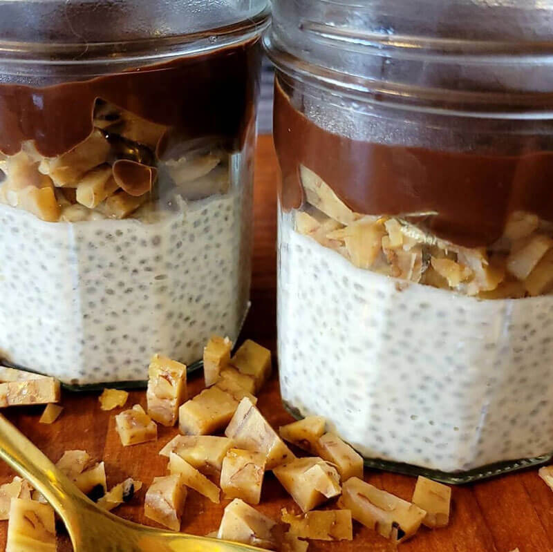 Keto Snickers Protein Chia Pudding