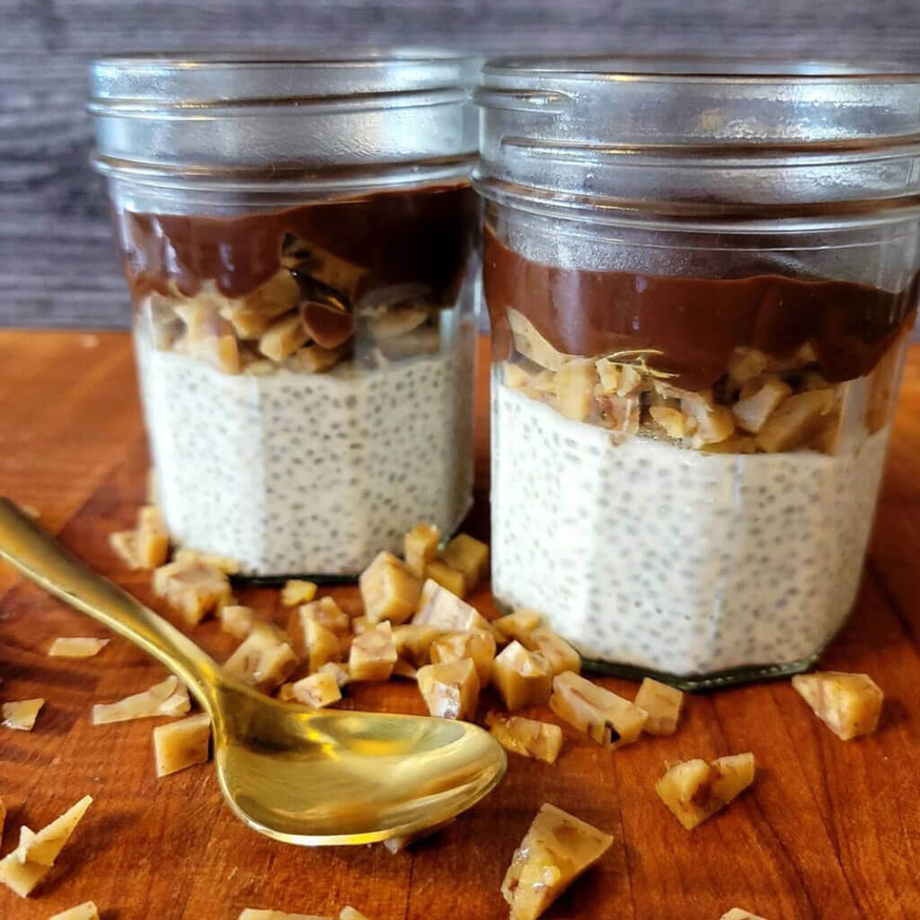 Keto Snickers Protein Chia Pudding