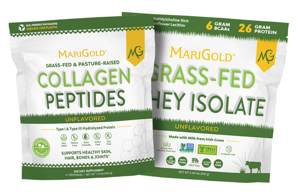 MariGold Grass-Fed Whey Isolate Protein and Collagen Peptides for Protein for Aging & Longevity