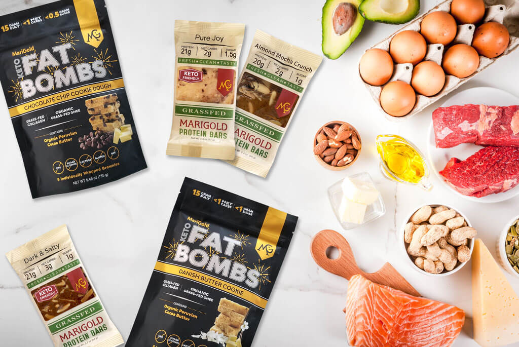 MariGold Keto Friendly Protein Bars and Fat Bombs