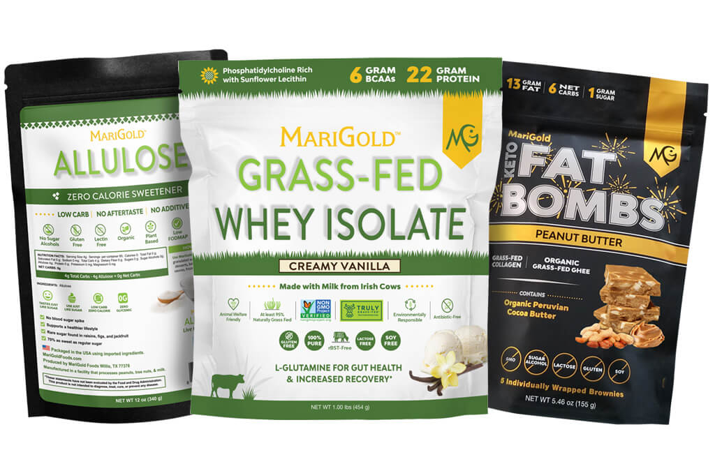 MariGold Creamy Vanilla Whey Isolate, Peanut Butter Fat Bombs, and Allulose