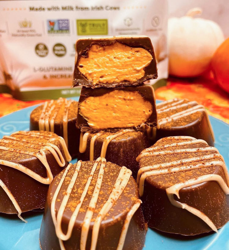 Pumpkin Peanut Butter Cheesecake Truffles close