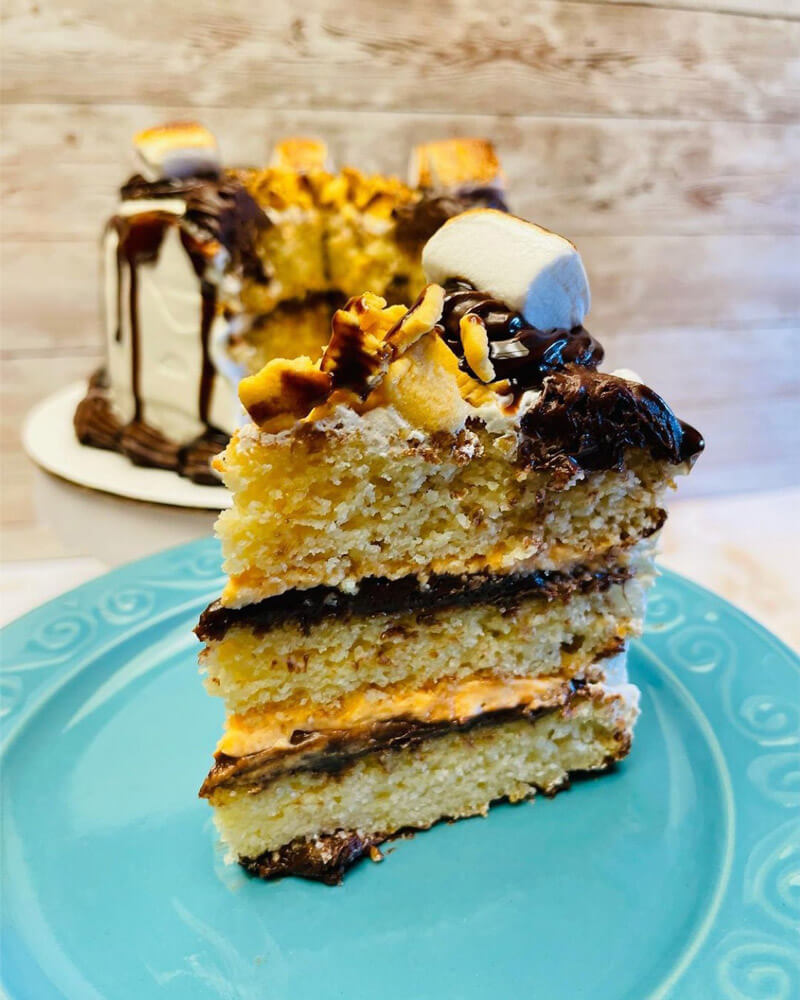 Smore's Layer Cake with a protein boost