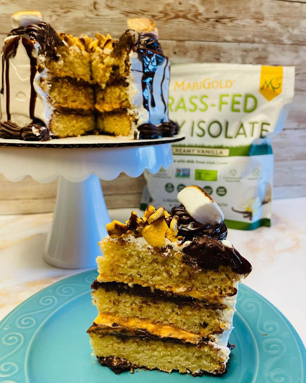 Smore's Layer Cake with a Protein Boost