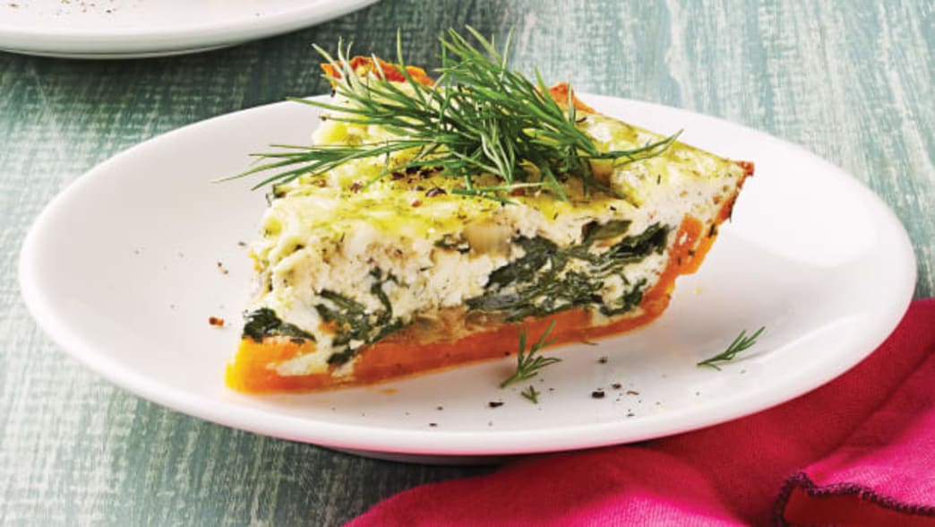 Spinach-Feta Pie with Sweet Potato Crust