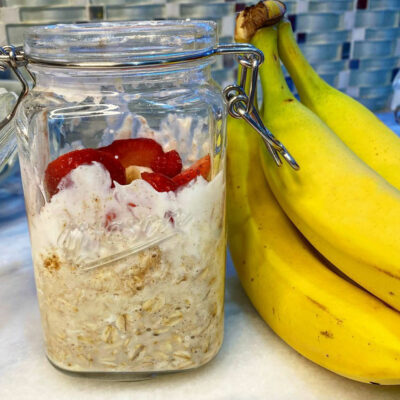 Strawberry Banana Protein Overnight Oats