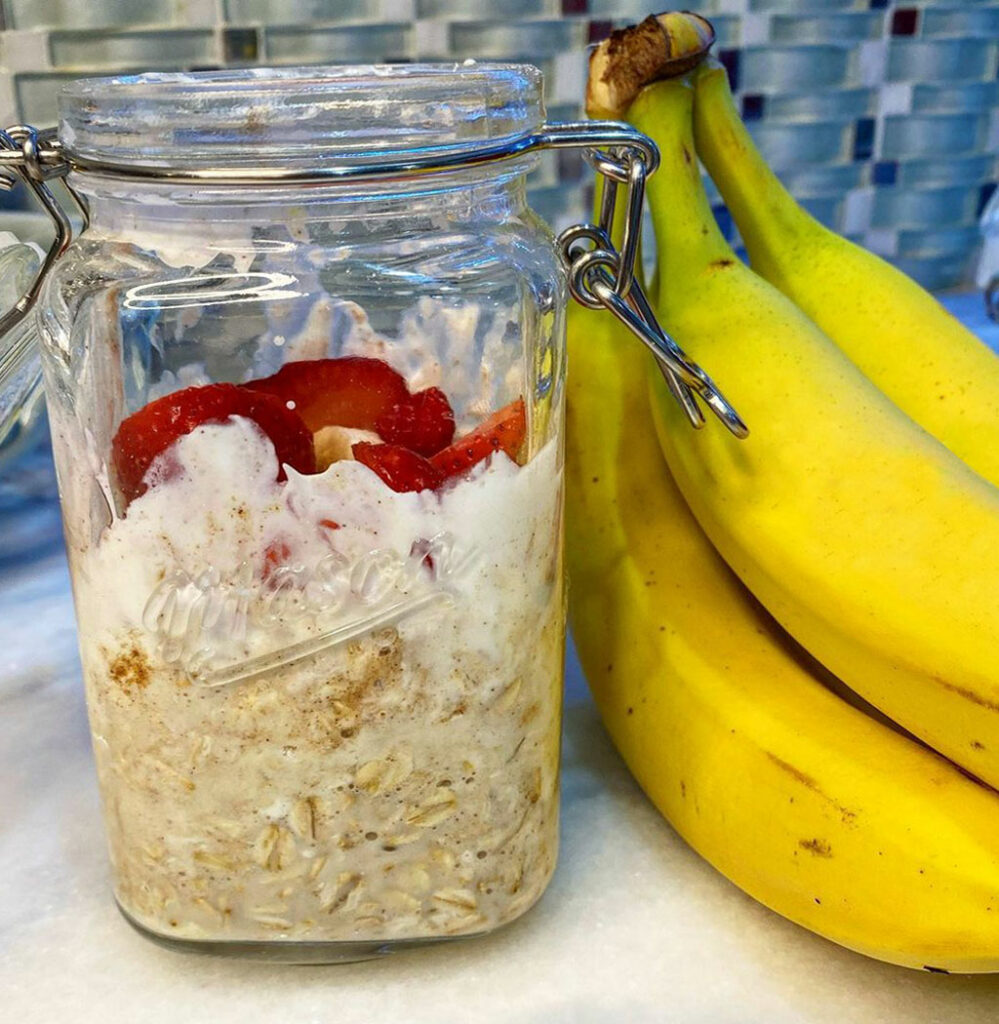 Strawberry Banana Protein Overnight Oats