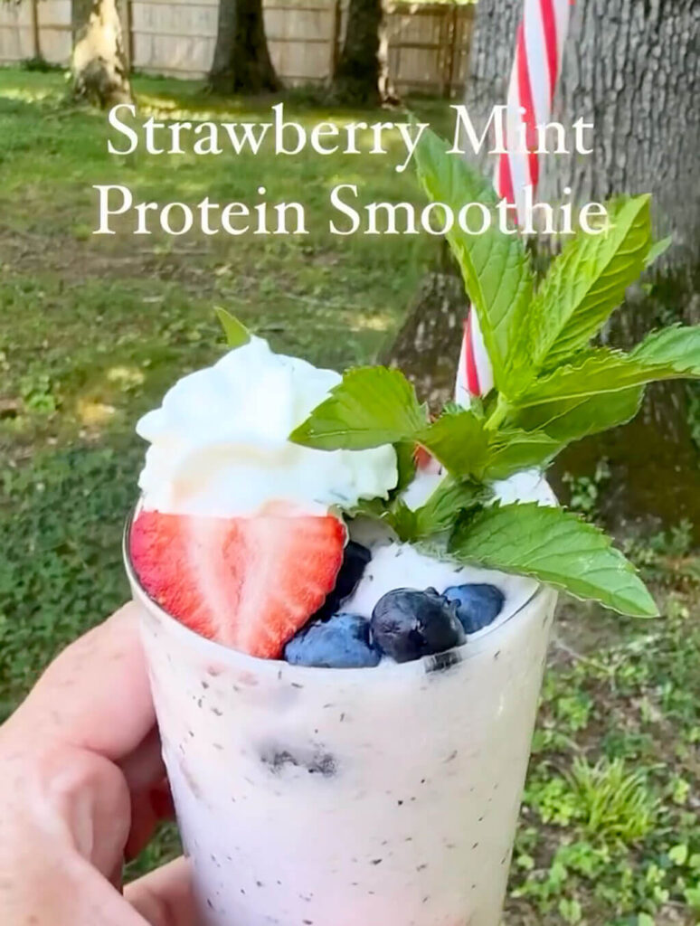 Strawberry Mint Protein Smoothie