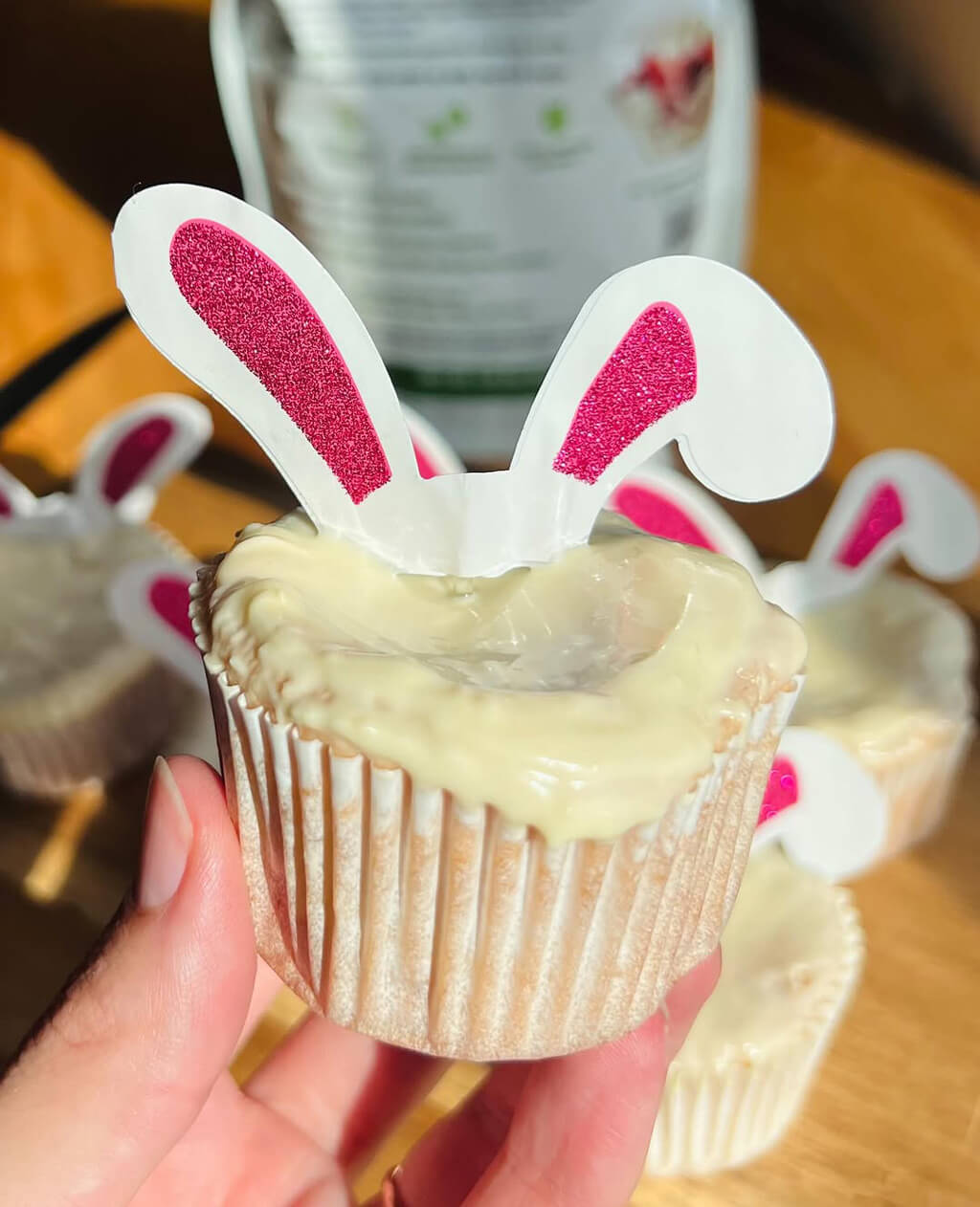 Strawberry Sundae Collagen Bunny Cupcakes
