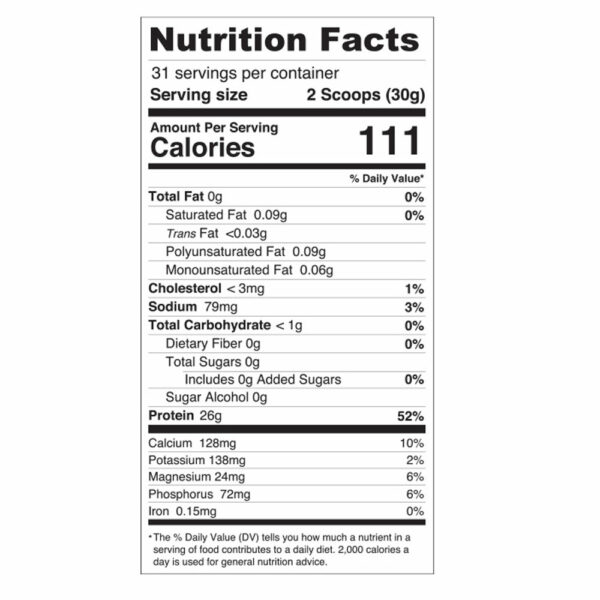 MariGold Whey Isolate Unflavored Nutrition Facts