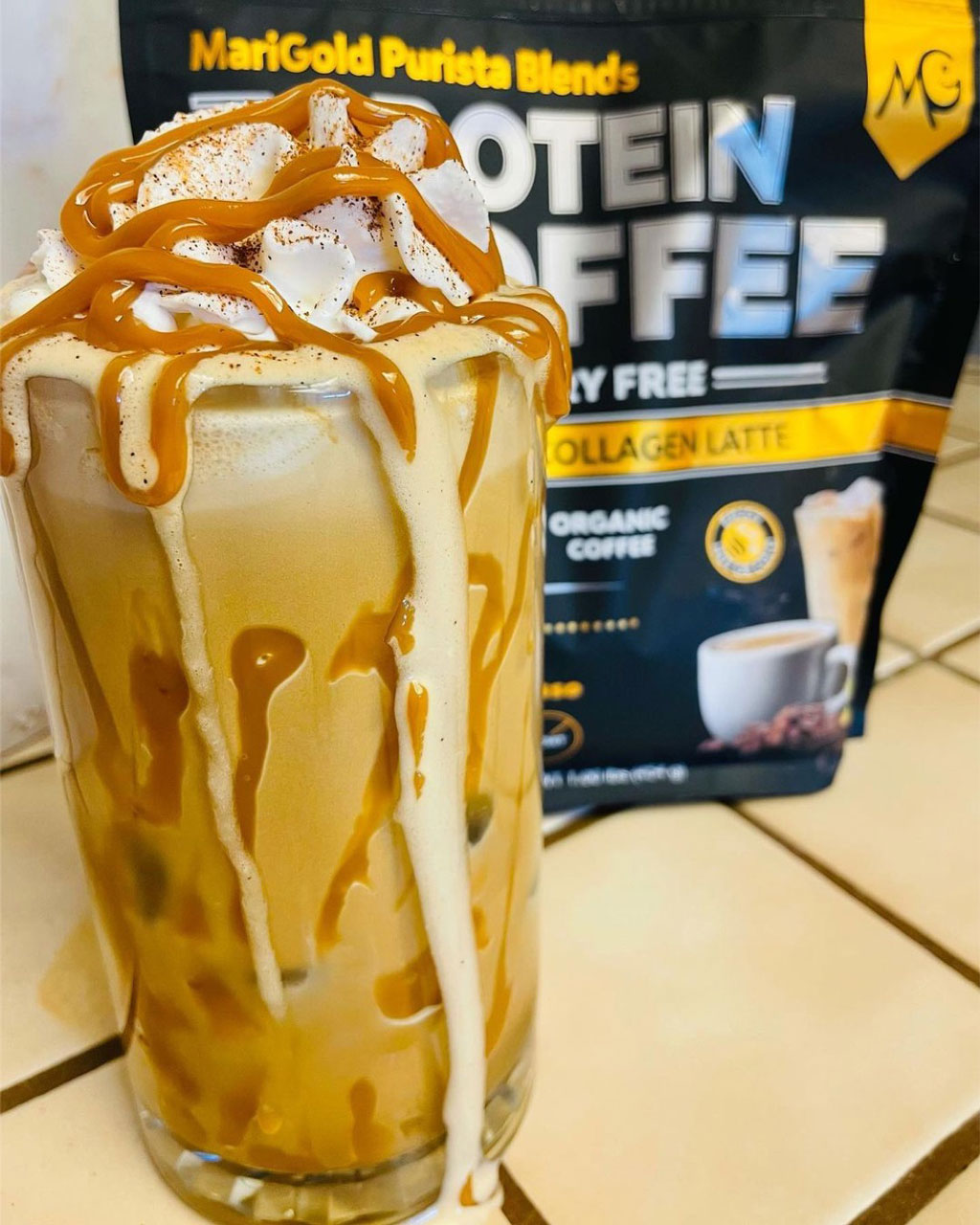 Vanilla caramel Iced Coffee - MariGold Vanilla Collagen Latte